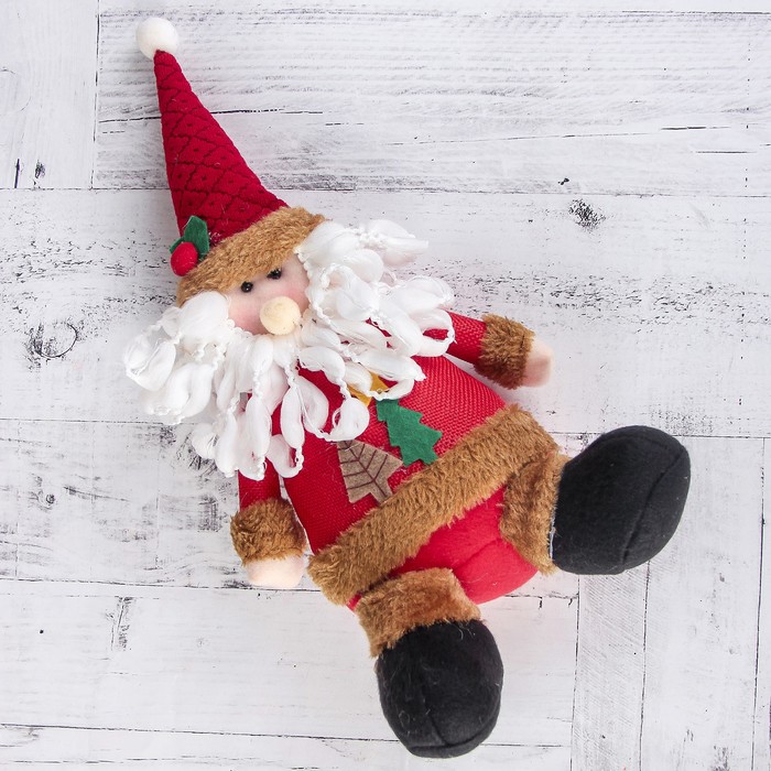 Мягкая игрушка "Две ёлочки" дед мороз с ножками 13*19 см, красный