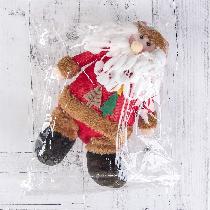 Мягкая игрушка "Две ёлочки" дед мороз с ножками 13*19 см, красный