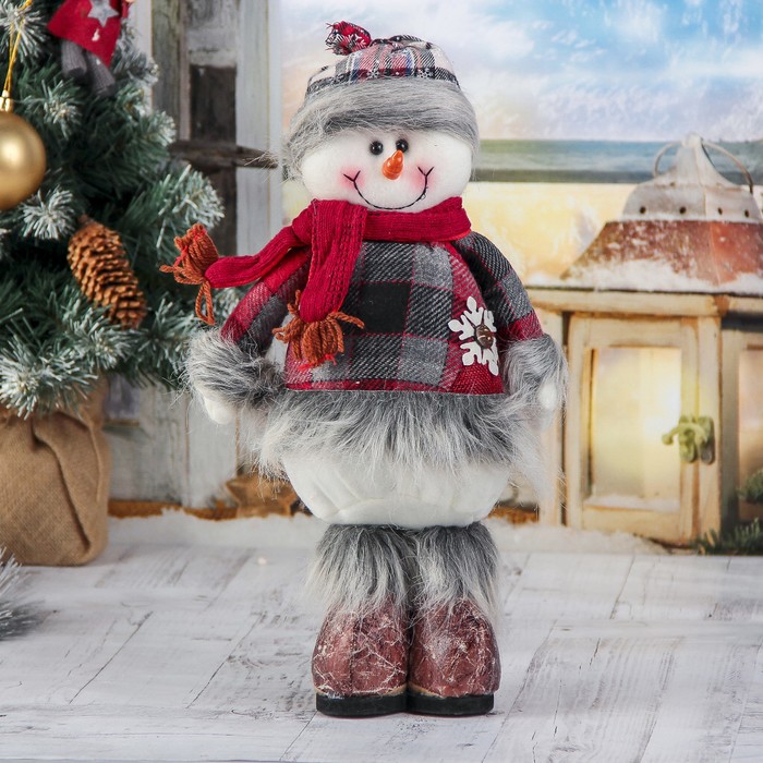 Мягкая игрушка "Пушистая клетка" снеговик 14*30 см