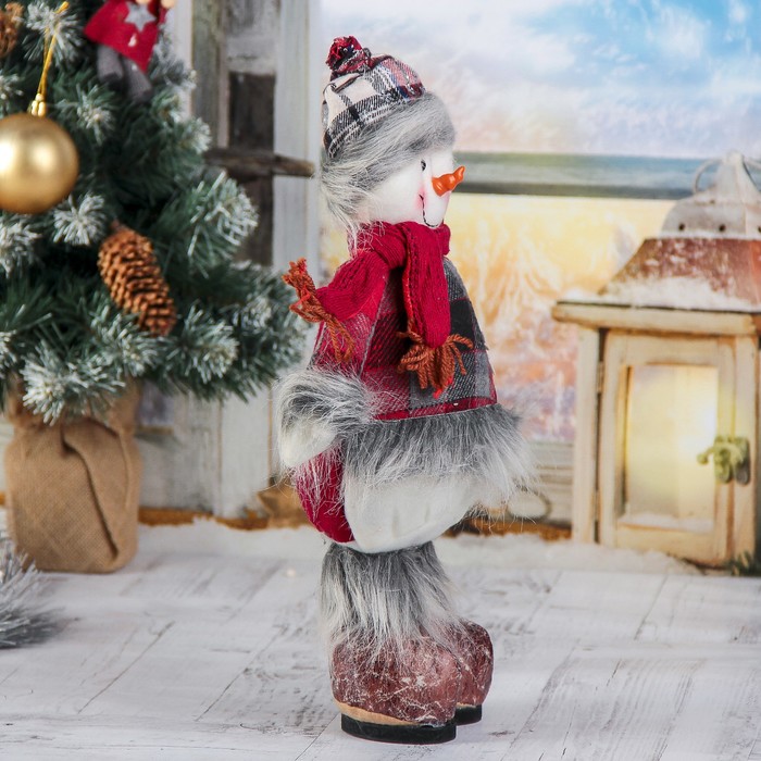 Мягкая игрушка "Пушистая клетка" снеговик 14*30 см