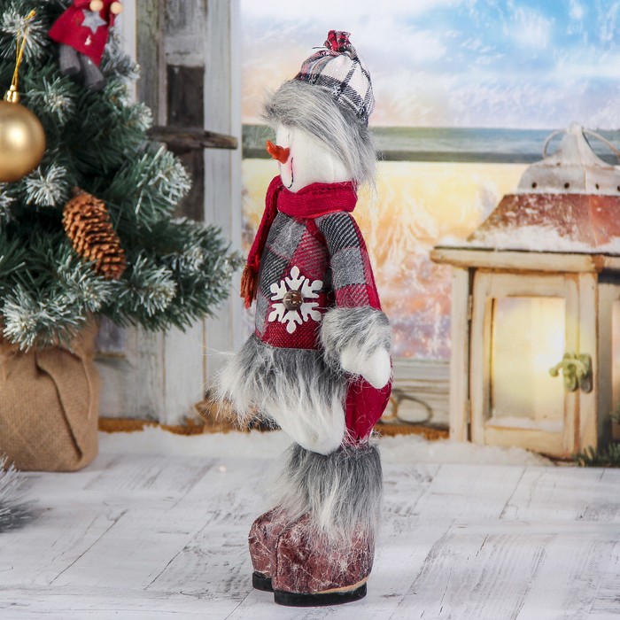 Мягкая игрушка "Пушистая клетка" снеговик 14*30 см