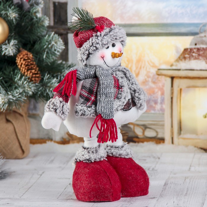 Мягкая игрушка "Шубки в клеточку" снеговик 17*56 см