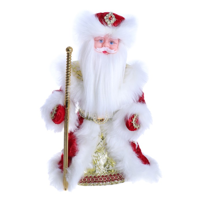 Дед Мороз 30 см "Шик" красная шубка, с посохом