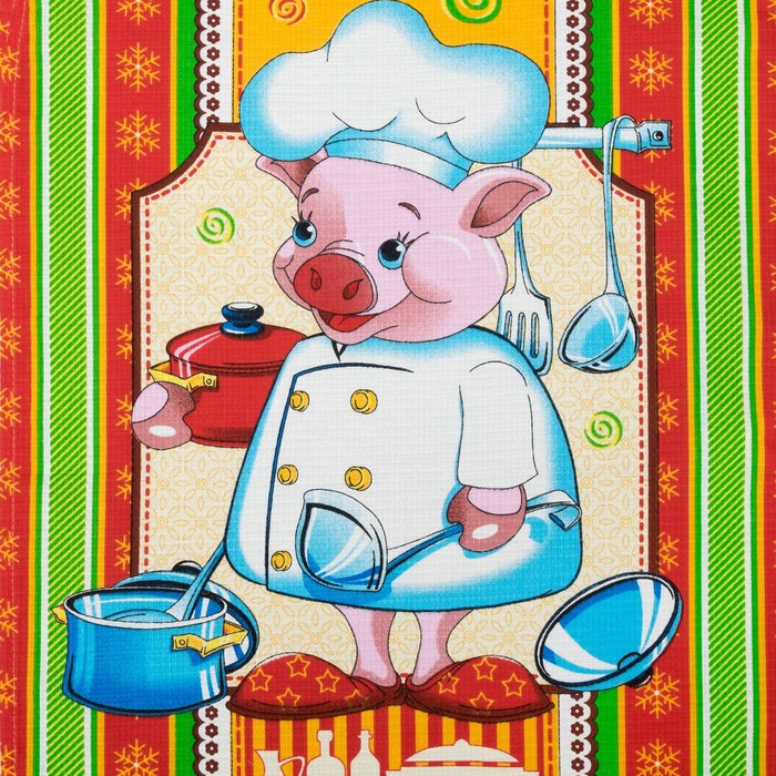 Набор полотенец DomoVita "Кулинары" вафля 170 г/м2, 45х60 см 3шт (в коробке), хл100%