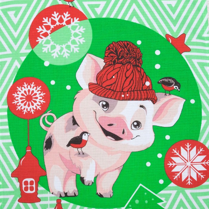 Набор полотенец DomoVita "Веселые поросята" зеленый вафля 170 г/м2, 45х60 см 3шт (в пакете) 379247