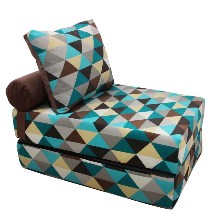 Кресло-кровать, размер 70х200 см, серый/голубой