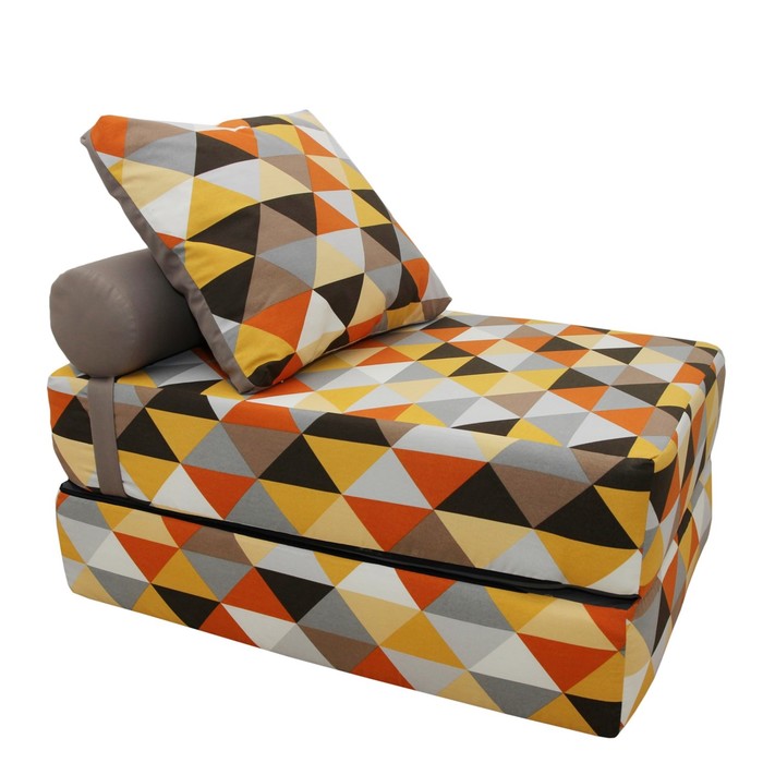 Кресло-кровать, размер 70х200 см, серый/оранжевый