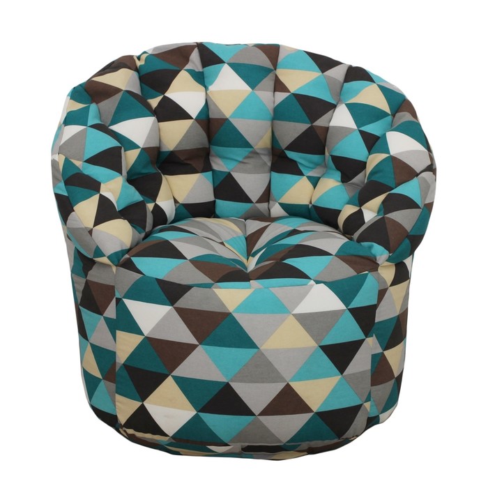Кресло-пуф, размер 91х85х91 см, серый/голубой