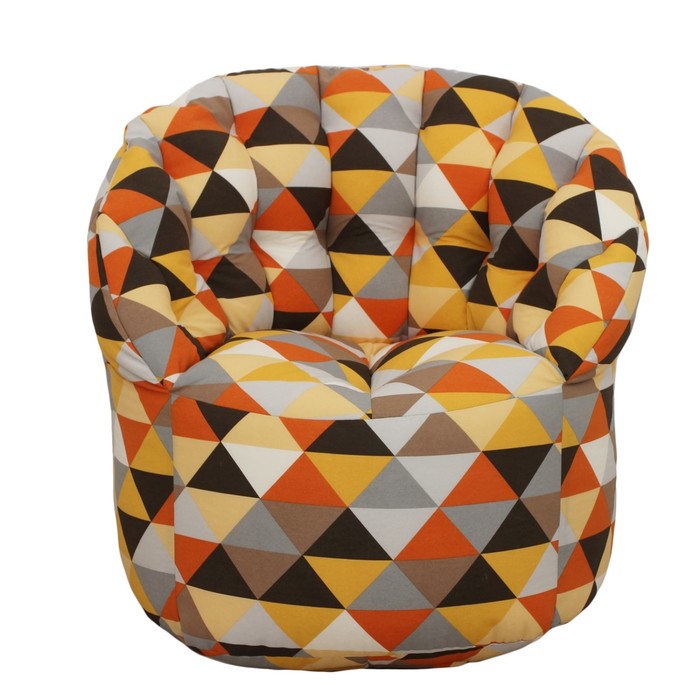 Кресло-пуф, размер 91х85х91 см, серый/оранжевый