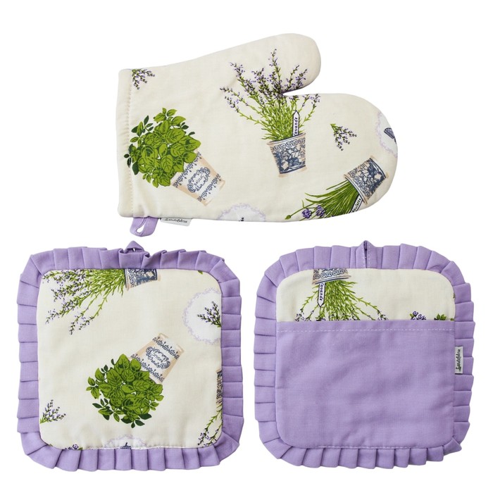 Набор прихваток "Лаванда", размер 20х20 см, 14х38 см