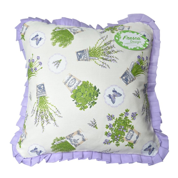 Подушка декоративная "Лаванда" с рюшей, размер 45х45 см