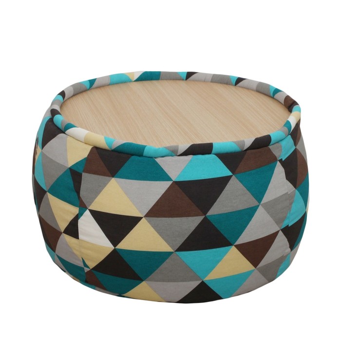 Пуф круглый, размер 60х40 см, серый/голубой