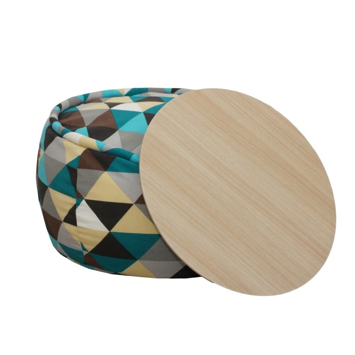 Пуф круглый, размер 60х40 см, серый/голубой