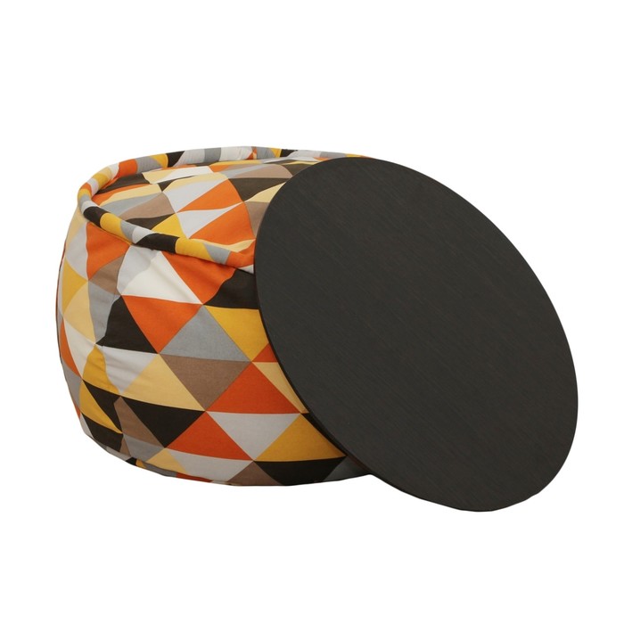 Пуф круглый, размер 60х40 см, серый/оранжевый