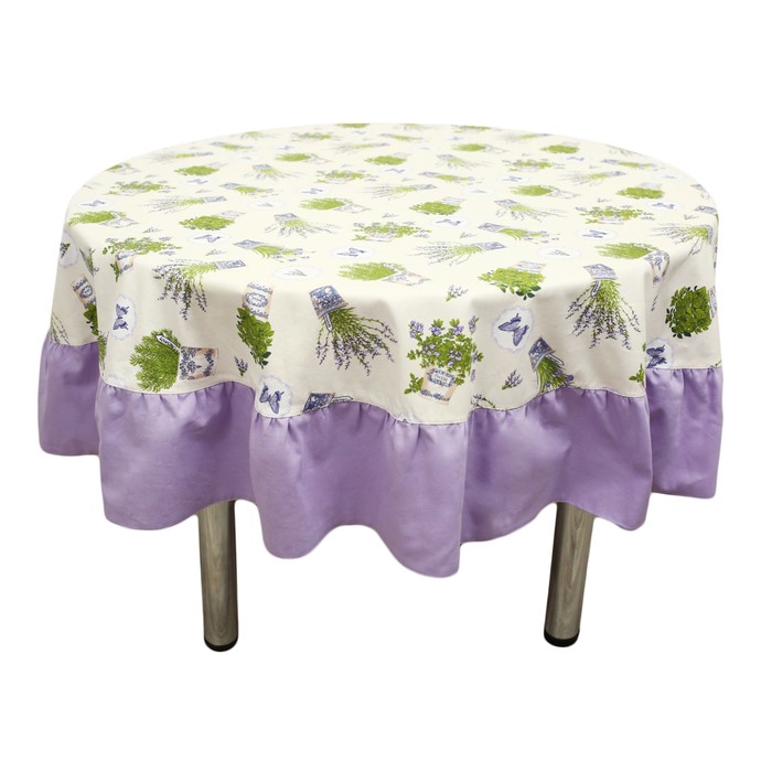 Скатерть "Лаванда" круглая с рюшами, диаметр 185 см