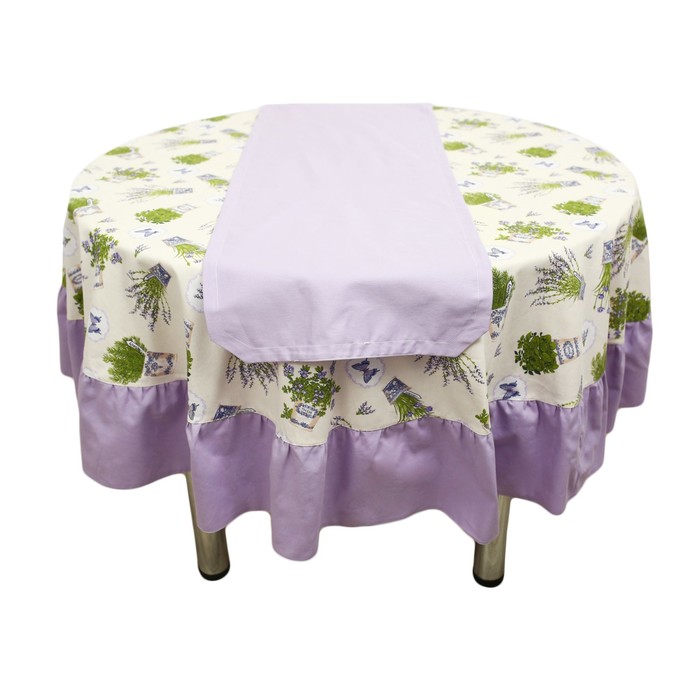 Скатерть "Лаванда" круглая с рюшами, диаметр 185 см