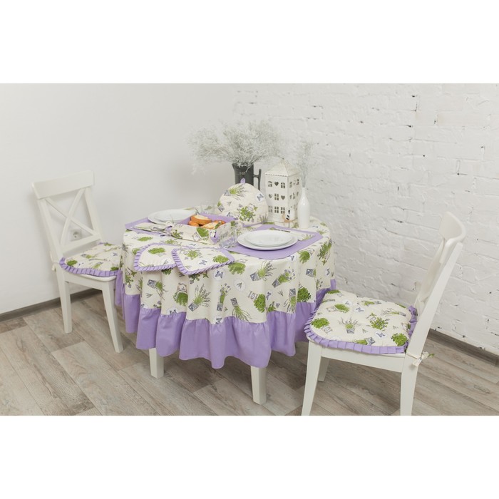 Скатерть "Лаванда" круглая с рюшами, диаметр 185 см