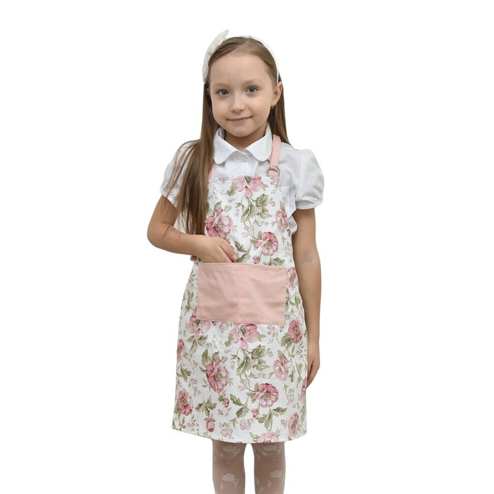 Фартук детский прямой English rose, размер 55х44 см, розовый