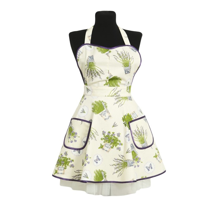 Фартук с сеткой "Лаванда", длина 75 см, пояс 150 см