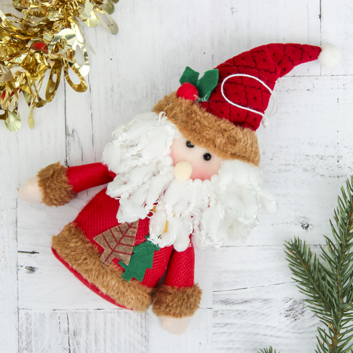 Мягкая игрушка "Две ёлочки" дед мороз 8,5*14 см, красный