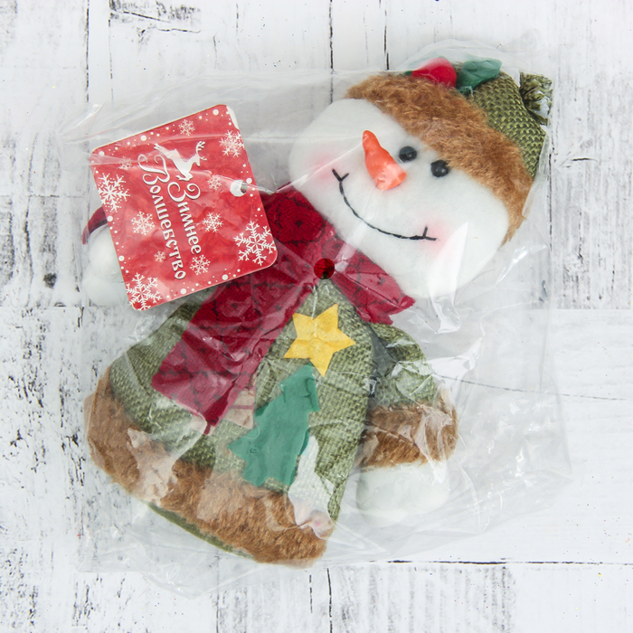 Мягкая игрушка "Две ёлочки" снеговик 8,5*14 см, зелёный