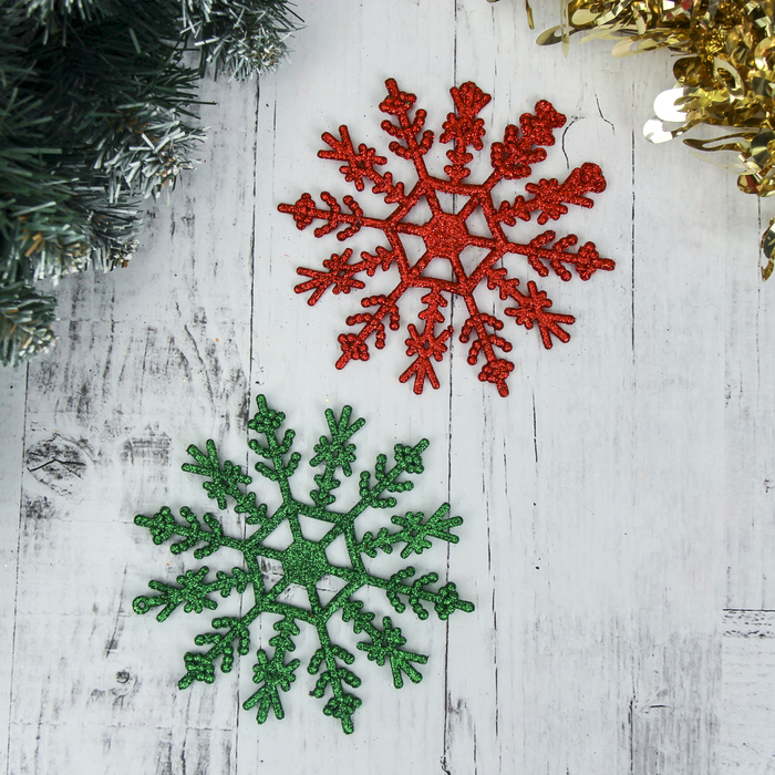 Украшение ёлочное "Снежинка с блёстками" ажурная (набор 2 шт) 12*12 см