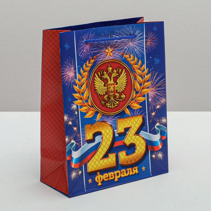 Пакет ламинированный вертикальный «Праздник настоящего мужества», 18 × 23 × 8 см