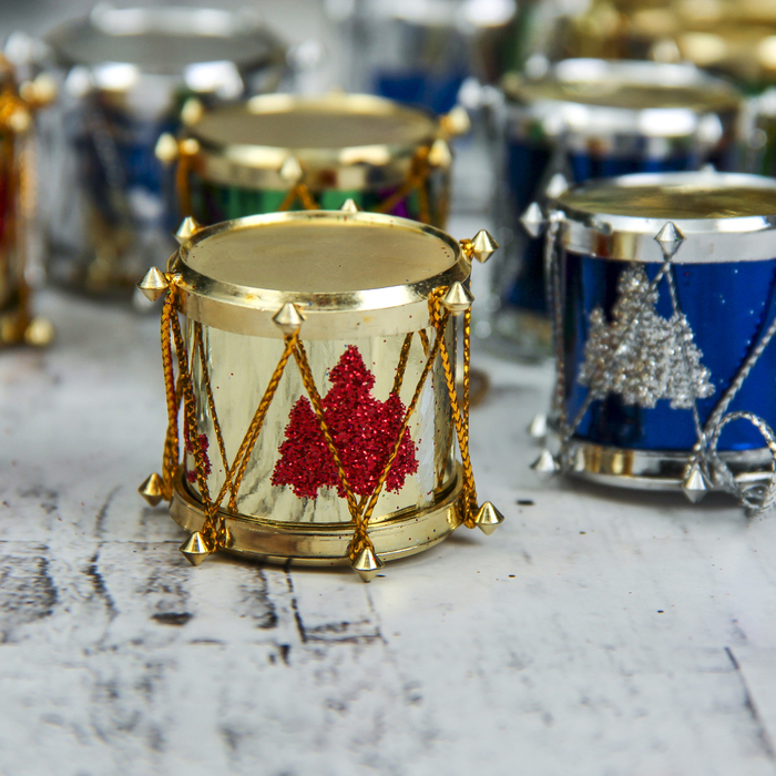 Украшение ёлочное "Барабан" ёлочки (набор 12 шт) 3,7*2,8 см, микс