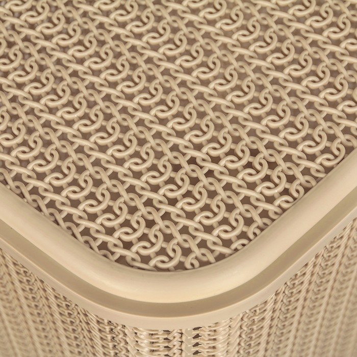 Корзина для белья с крышкой "Вязь" 60 л, цвет бежевый