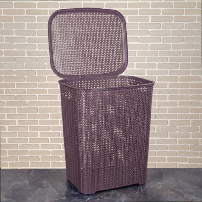 Корзина для белья с крышкой "Вязь" 60 л, цвет лиловый