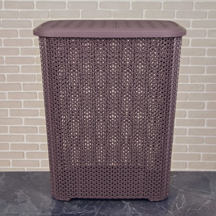 Корзина для белья с крышкой "Вязь" 60 л, цвет лиловый
