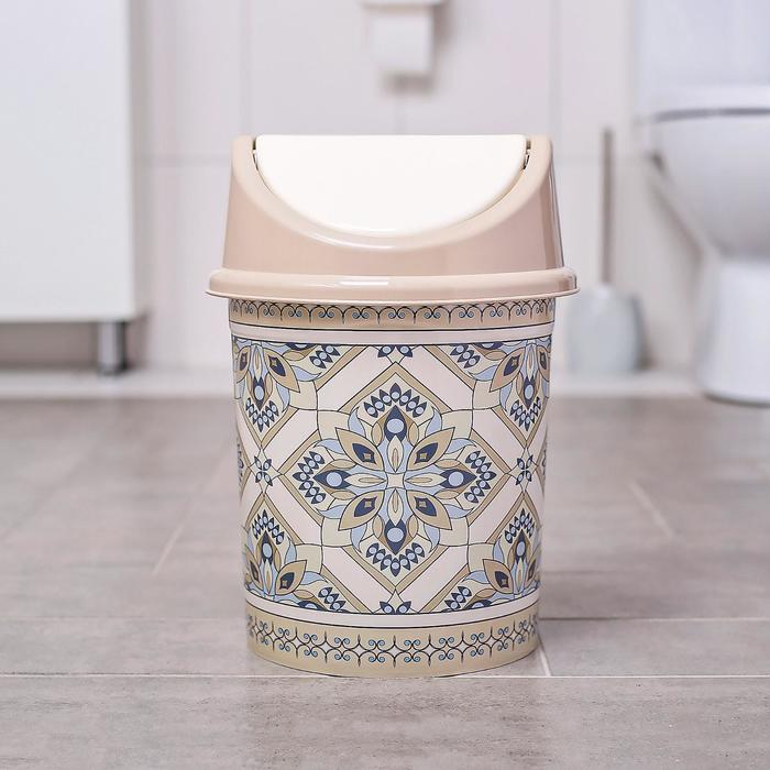 Ведро с подвиж. крышкой 8 л, декор "Мозаика"