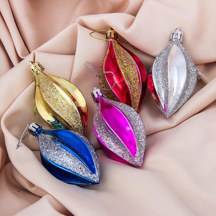 Украшение ёлочное "Сосульки" (набор 5 шт) 4*8 см