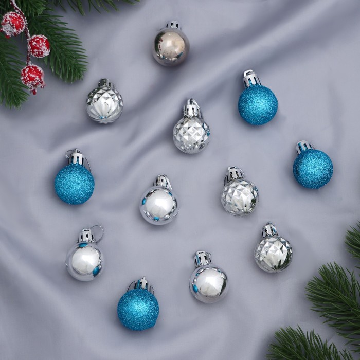 Набор украшений пластик "Шарики" (набор 12 шт) 2,5 см, микс