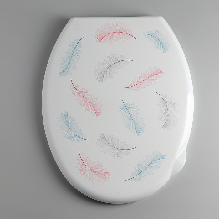 Сиденье для унитаза жесткое декор "Перья"