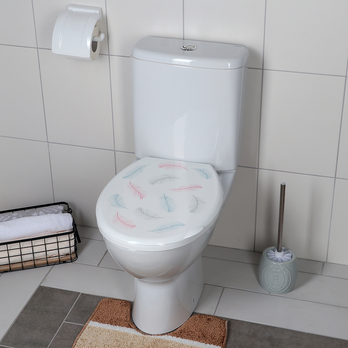 Сиденье для унитаза жесткое декор "Перья"