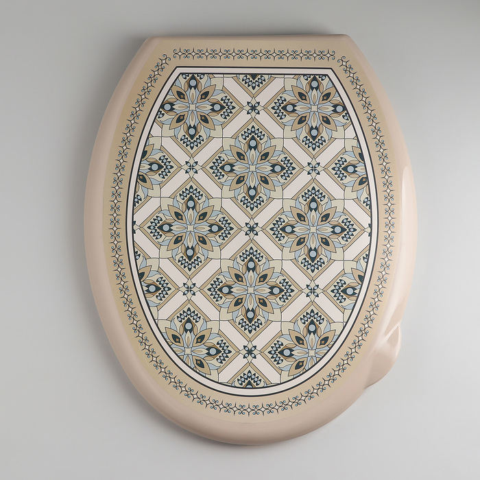 Сиденье для унитаза жесткое декор "Мозаика" латте