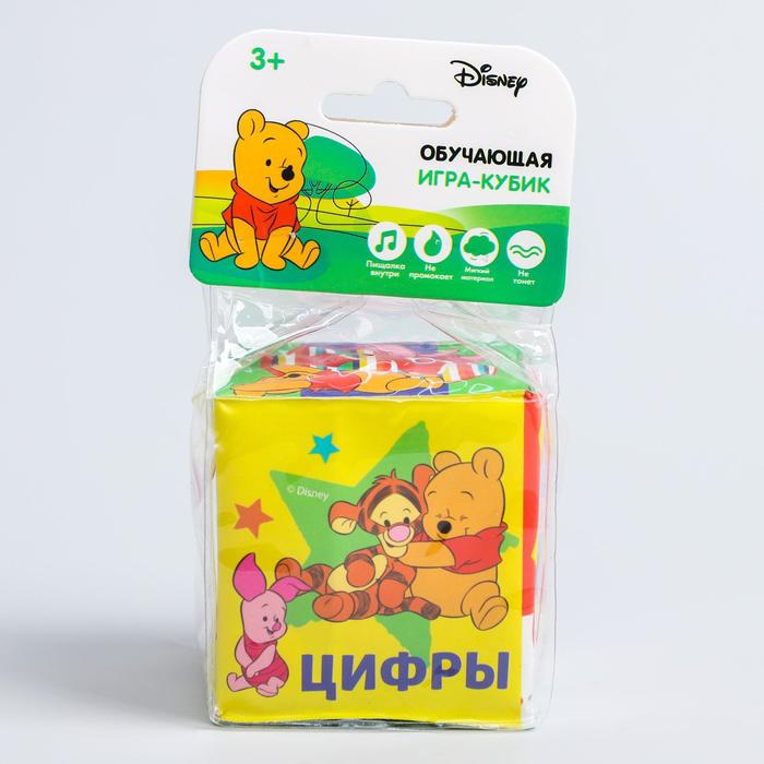 Мягкие кубики «Цифры», со свистулькой, Медвежонок Винии и его друзья р-р. 7*7см, для купания