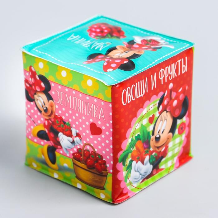 Мягкие кубики «Овощи и фрукты», со свистулькой, Минни Маус р-р. 7*7см, для купания