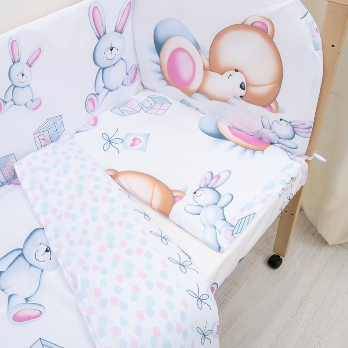 К-т в кровать Игрушки 6пр., голубой, бязь/аэрофайбер, 120г/м, хл100%