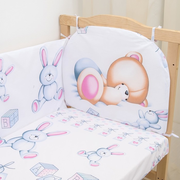 К-т в кровать Игрушки 6пр., голубой, бязь/аэрофайбер, 120г/м, хл100%