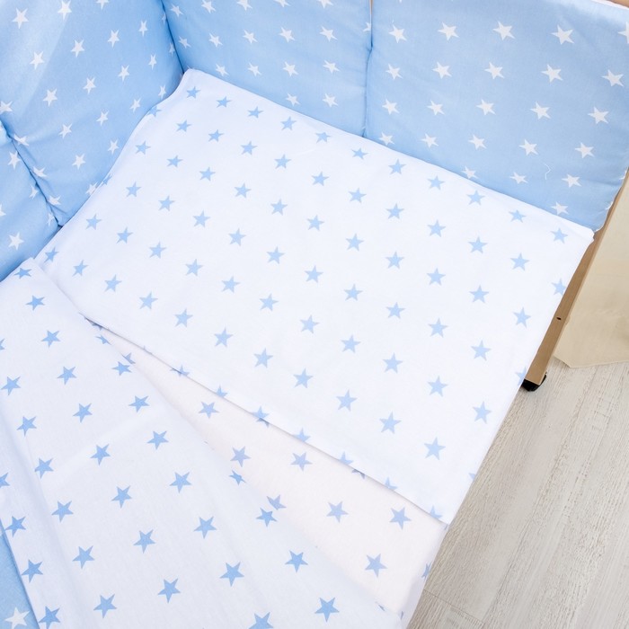Комплект в кроватку 6 пр. "Подушечки" (борт из 4-х частей), цвет голубой, бязь хл100%