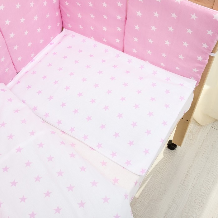 Комплект в кроватку 6 пр. "Подушечки" (борт из 4-х частей), цвет розовый, бязь хл100%