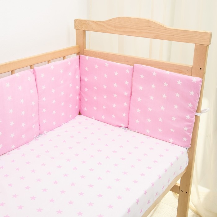 Комплект в кроватку 6 пр. "Подушечки" (борт из 4-х частей), цвет розовый, бязь хл100%