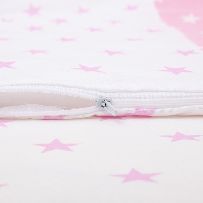 Комплект в кроватку 6 пр. "День и ночь" (борт из 4-х частей), цвет розовый, бязь хл100%