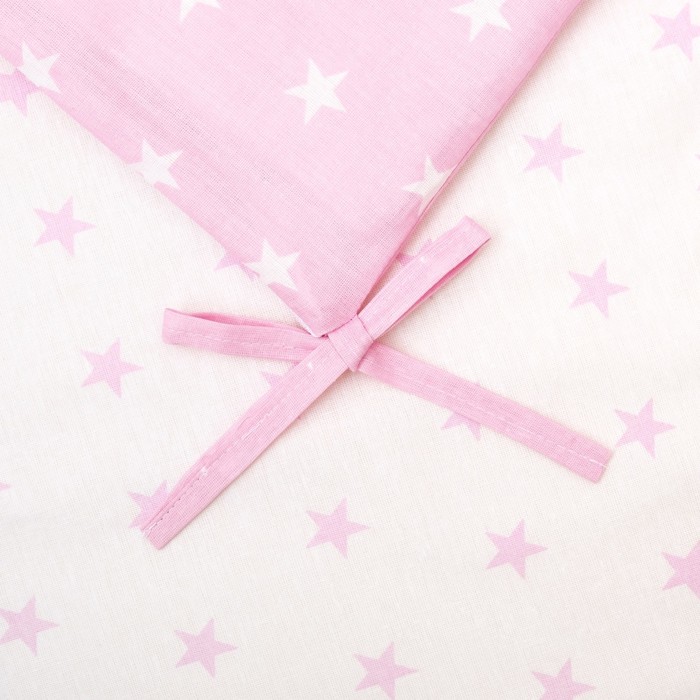 Комплект в кроватку 6 пр. "День и ночь" (борт из 4-х частей), цвет розовый, бязь хл100%