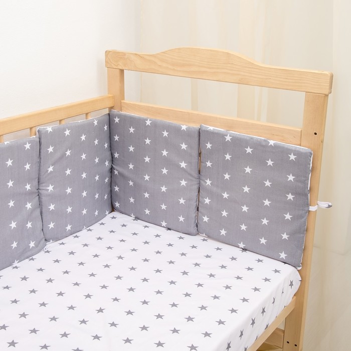 Комплект в кроватку 6 пр. "Подушечки" (борт из 4-х частей), цвет серый, бязь хл100%