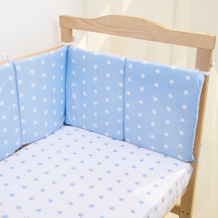 Комплект в кроватку 6 пр. "Ноченька" (борт из 4-х частей), цвет голубой, бязь хл100%