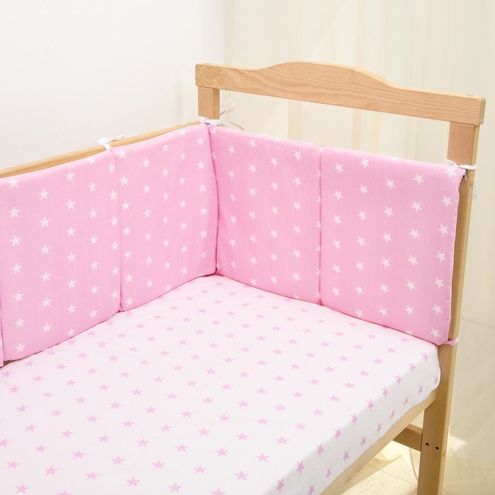 Комплект в кроватку 6 пр. "Ноченька" (борт из 4-х частей), цвет розовый, бязь хл100%