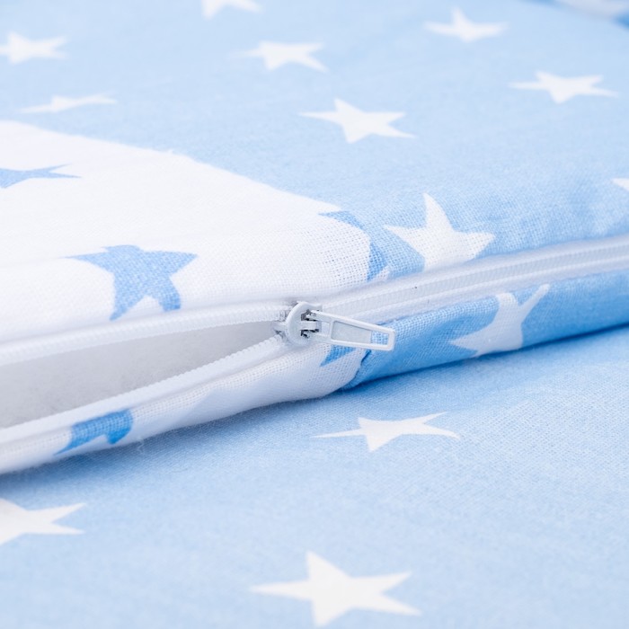 Комплект в кроватку 7 пр. "День и ночь" (борт из 4-х частей), цвет голубой, бязь хл100%